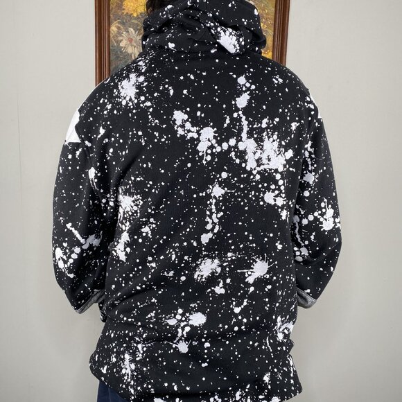 Carbon Hoodie Sweatshirt Top Men's XXL Black White Paint Streak Casual - Picture 3 of 11